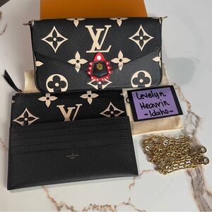 SOLD-Authentic Louis Vuitton Pochette Felicie Crafty Empreinte Monogram Noir